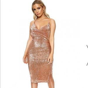 Rose Gold Sequin Dress by Naked Wardrobe